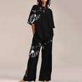 thumbnail image 1 of Comfortable Women's Pajamas Women Suitable Summer O Neck Loose Short Sleeve Floral Print Top Shirt With Pants Large Size 2 Set, Women Pajama Sets XXXL, 1 of 5