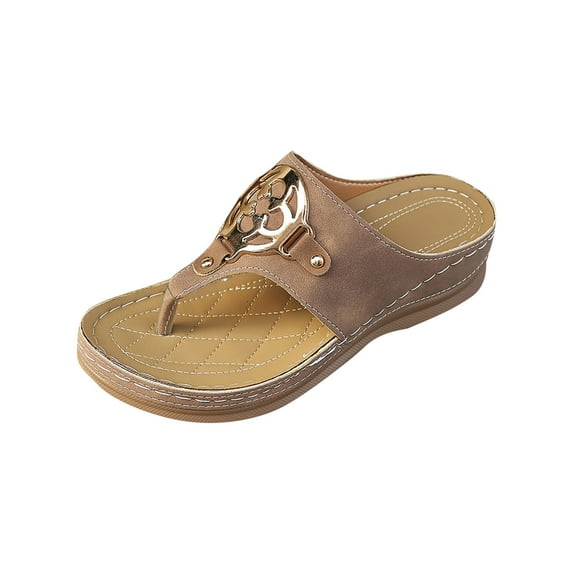 Comfortable Women's Slippers Daily Wear with Thong Design and Wedge Heel Perfect Sole Slippers for Women Outside Beige Women Sandal