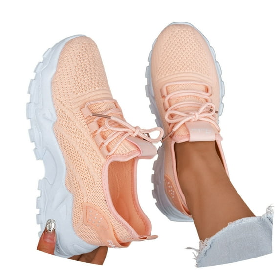 Comfortable Women's Sneakers - Breathable Mesh Design for Everyday Use Soft Bottom and Round Head Style