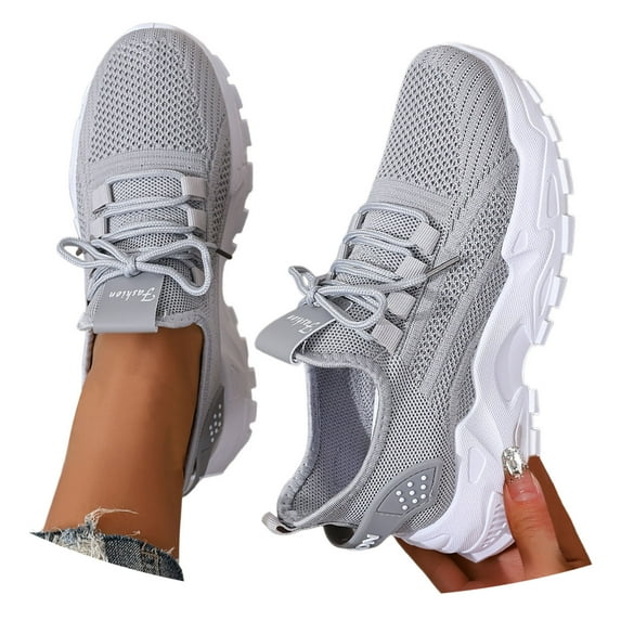 Comfortable Women's Sneakers - Breathable Mesh Design for Everyday Use Soft Bottom and Round Head Style