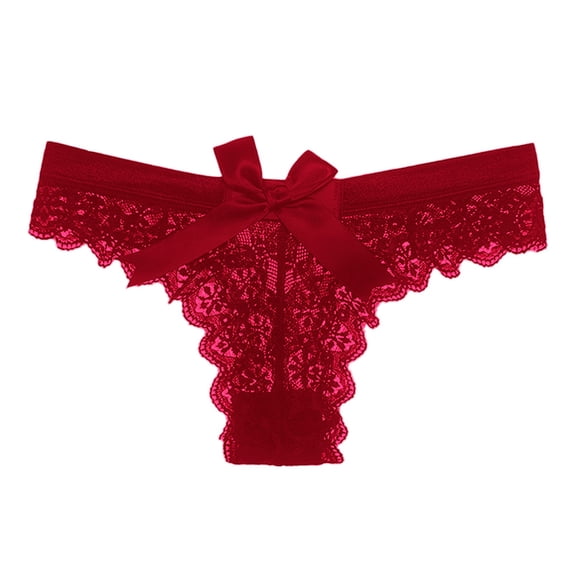 Comfortable Women's Underwear qinhaie Lace Panties for Women, Soft Comfortable Elegant Nightwear, Breathable Stretchy Lingerie Underwear Wine Red Women's Panties