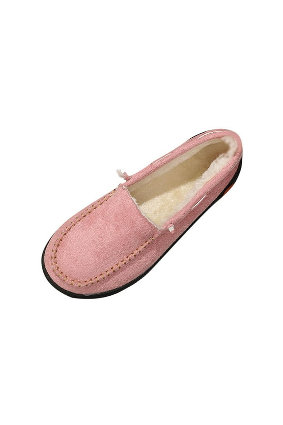 Comfortable Women’s Winter Moccasins Plus Velvet Warm Round Toe Slip-On Casual Low-Top Shoes for Indoor and Outdoor Use