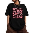 thumbnail image 1 of Comfortable Womens Fitness Heart Graphic Girly Tee T Shirt Tops Short Sleeve Round Neck Black S-5XL, 1 of 5