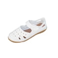 thumbnail image 1 of Comfortable Womens Sandals Flat Mary Jane with Adjustable Hook-and-Loop Strap Breathable Perforated White Casual Walking Shoes Non-Slip for Everyday,Size 9.5, 1 of 9