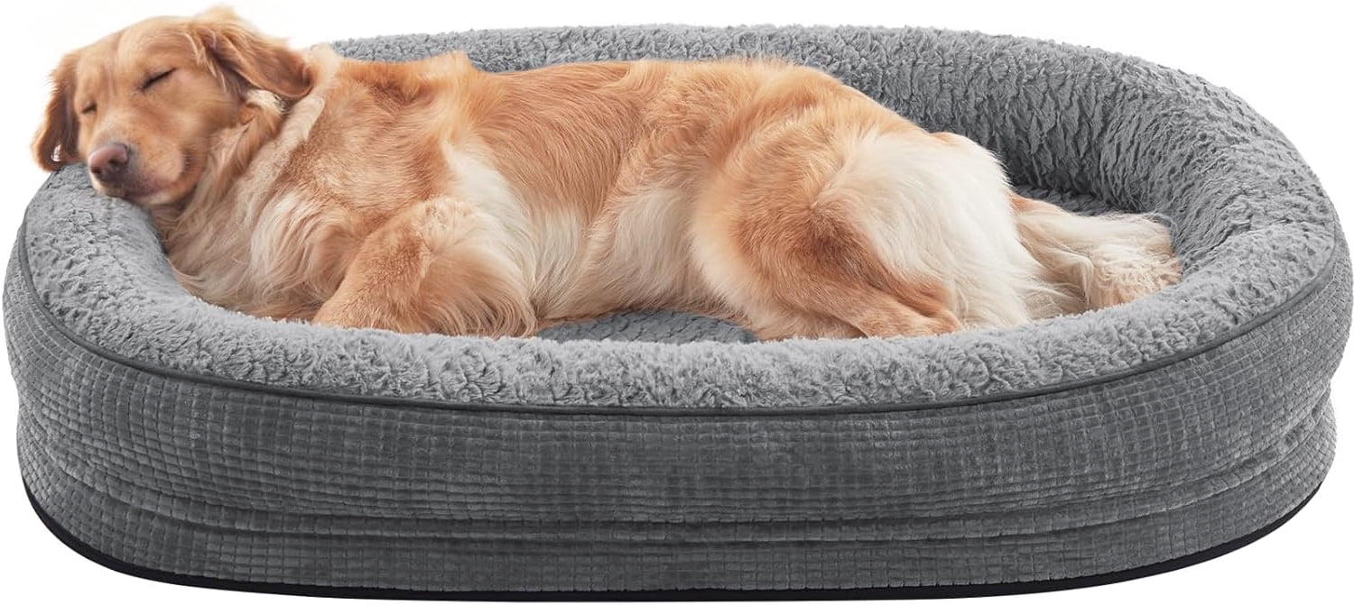 Comfortable XL Orthopedic Dog Bed Grey with Removable Washable Cover and Support