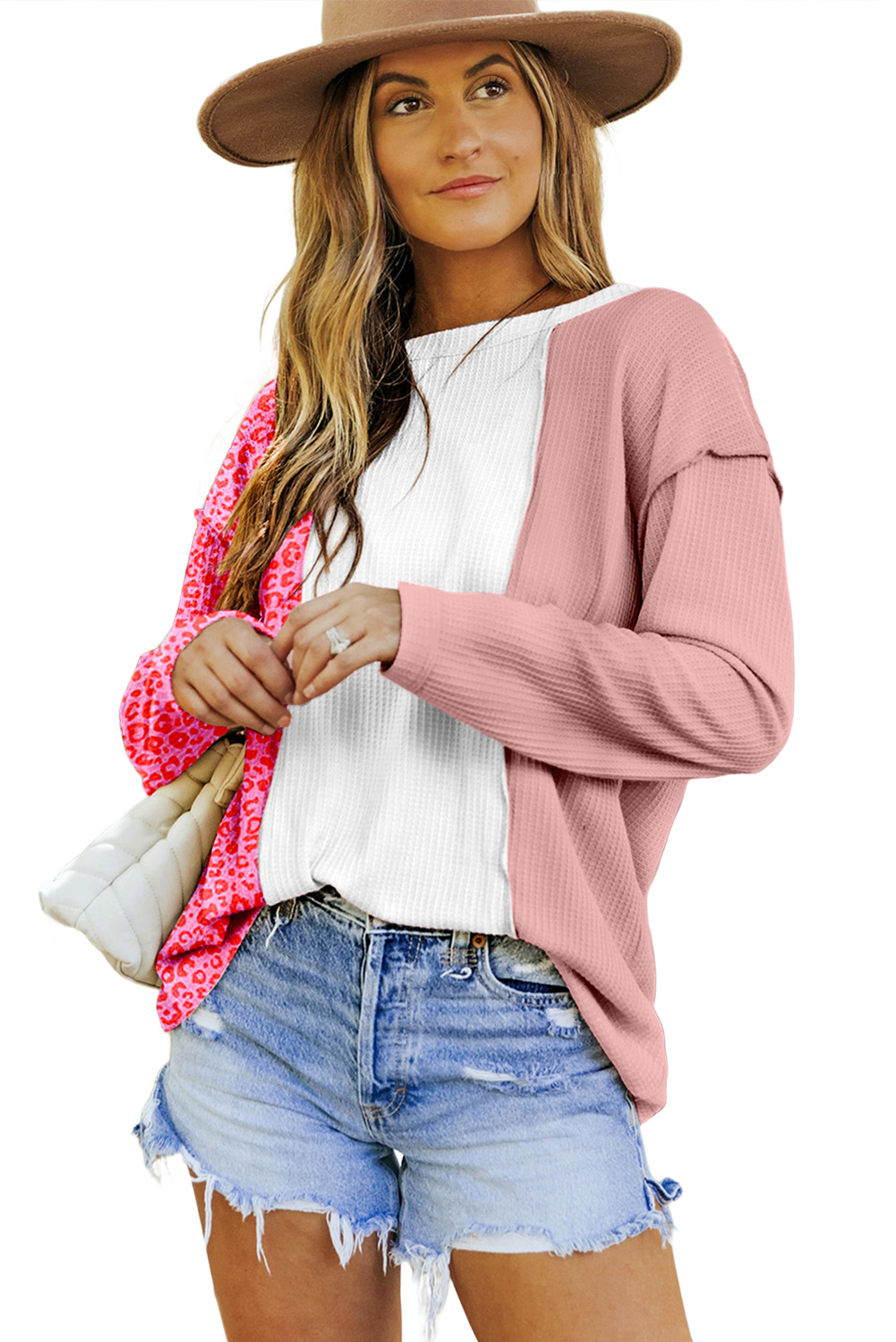 Women's Pink Printed Fitted Top