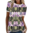 thumbnail image 1 of Comfortable and Durable Women's Geometric Print TShirt Made from HighQuality Materials Purple 3XL, 1 of 2