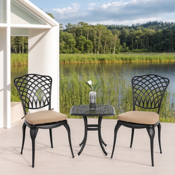Comfortable and Strong Design | Perfect for Outdoor Relaxation | Black Bistro Set for Patio