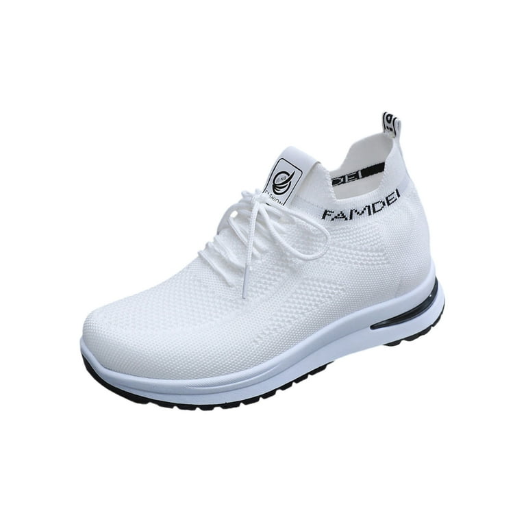 Comfortable and Stylish Women s Solid Color Sneakers for Daily Use and Exercise White 5 Walmart