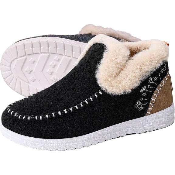 Comfortable and warm orthopedic wool slip-on boots with arch support and plush lining, lightweight and warm orthopedic boots for women.