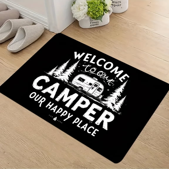 Comfortable camping RV doormat - Outdoor trailer mat, rectangular flannel rug, machine washable, lightweight polyester material, suitable for outdoor porch, kitchen, living room, and bathroom dcor.
