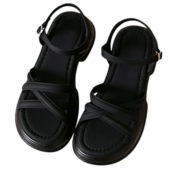 Comfortable hiking sandals for women, air cushions, sports, slingback, rubber band, platform shoes-Black