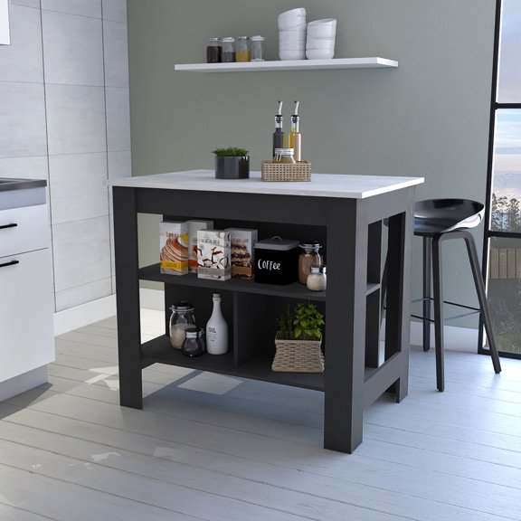 Comfortable meal prep island/Kitchen workspace/Three storage compartments