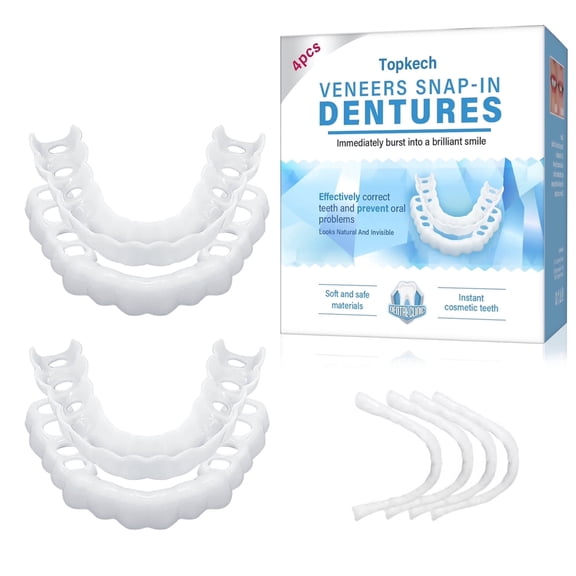 Comfortable and snug dentures - silicone components of dentures, regain confident smiles, upper and lower veneered teeth, suitable for fixed use, significant whitening and bleaching effect