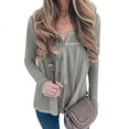 thumbnail image 1 of Comfortable workout Tops For Woman Casual Solid Color Long Sleeve V-Neck Loose Gray Fresh Classic Tshirts S-3XL, 1 of 4