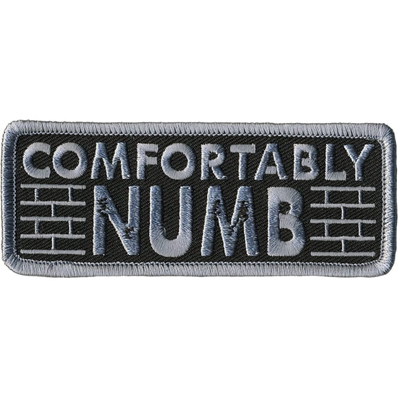 Comfortably Numb, Patch - Embroidered Grey Style High Thread Iron-on/Sew-on Biker's Patch - 4"x2"