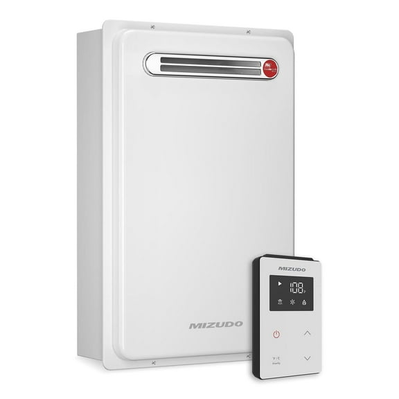 Mizudo Comfortech Classic CS120 Natural Gas Tankless Water Heater 120,000 BTU, Up to 5.1 GPM Instant Hot Water Heater NG, Outdoor Installation, CSA Certified, White