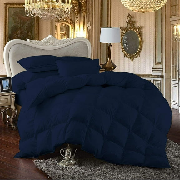 Comforter - 100% Egyptian Cotton 800 Thread-Count 400 GSM Fiber Fill Duvet Insert Comforter, 1-Piece (1pc Comforter) - King/California King Size (104" x 94") Inch, Navy Blue Solid