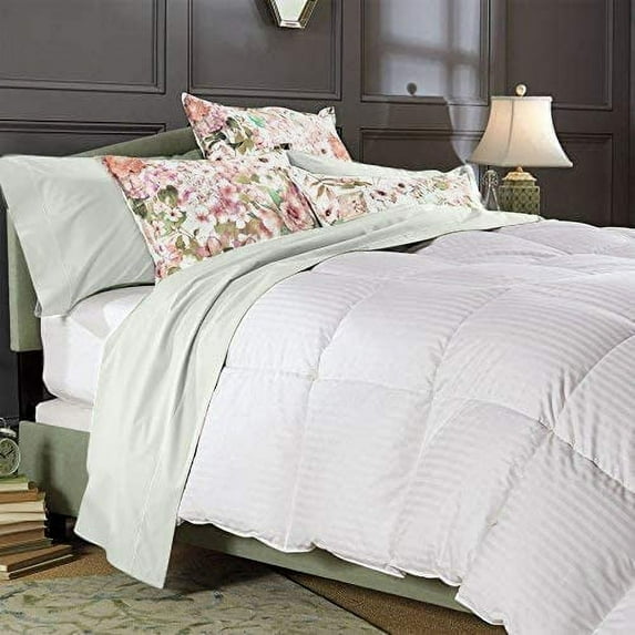 Comforter - 100% Egyptian Cotton 800 Thread-Count 400 GSM Fiber Fill Duvet Insert Comforter, 1-Piece (1pc Comforter) - King/California King Size (104" x 94") Inch, White Stripe