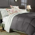 thumbnail image 1 of Comforter - 100% Egyptian Cotton 800 Thread-Count 400 GSM Fiber Fill Duvet Insert Comforter, 1-Piece (1pc Comforter) - Oversized Super King Size (120" x 98") Inch, Dark Grey Stripe, 1 of 5