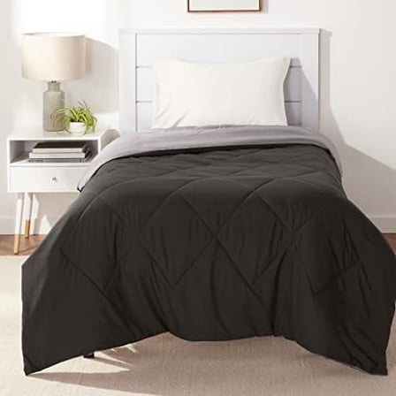 Comforter Blanket Twin/Twin XL, Reversible Lightweight Microfiber All Season Blanket, Black/Grey