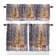 thumbnail image 1 of Christmas Deer Kitchen Curtains and Valances Set, Xmas Tree Ball Lights Snow Day Forest Snowscape Rod Pocket Window Valance Window Curtain Panels for Living Room Bedroom Laundry, 27.5x24in, 3 Pieces, 1 of 7