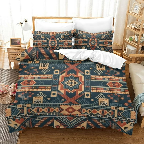 Comforter Cover Set Abstract Pattern Printed Bedpreads Bohemian Style Home Bedding Cover Suit,California King (98"x104")