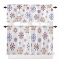 thumbnail image 1 of Christmas Snowflakes Kitchen Curtains and Valances Set, Xmas Purple Brown White Background Rod Pocket Window Valance 18 Inch Window Curtain Panels for Living Room Bedroom Laundry, 27.5x24in, 3 Pieces, 1 of 7