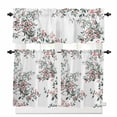 thumbnail image 1 of Berry Watercolor Leaf Kitchen Curtains and Valances Set, Christmas Winter Xmas White Background Rod Pocket Window Valance Window Curtain Panels for Living Room Bedroom Laundry, 27.5x36in, 3 Pieces, 1 of 7