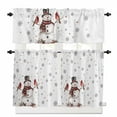 thumbnail image 1 of Christmas Winter Kitchen Curtains and Valances Set, Snowman Snowflake Snowing Bird Rod Pocket Window Valance 18 Inch Window Curtain Panels for Living Room Bedroom Laundry, 27.5x24in, 3 Pieces, 1 of 7