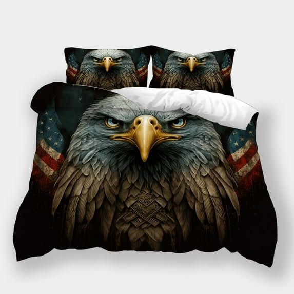Comforter Cover Set Eagle American Flag Printed Quilt Cover Pillowcase Teen Adult Stylish Bedspreads