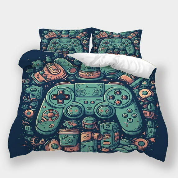 Comforter Cover Set Fashion Bedspreads Gamepad Printed Bedding Set Gamer Cool Bedroom Decor,California King (98"x104")
