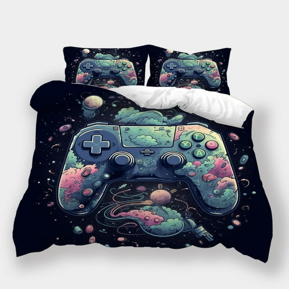 Comforter Cover Set Fashion Bedspreads Gamepad Printed Bedding Set Gamer Cool Bedroom Decor,Full (80"x90")