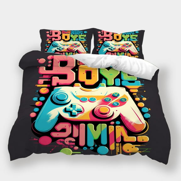 Comforter Cover Set Game Handle Printed Bed Set 2/3pcs Vintage Bedroom Decor Bedspreads,Twin (68"x86")