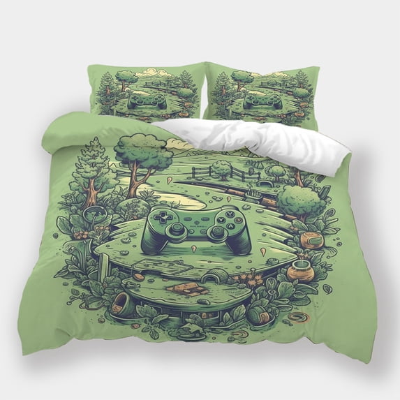 Comforter Cover Set Gamepad Painting Bed Set with Pillowcase Teen Adult Vintage Bedspreads,King (90"x104")