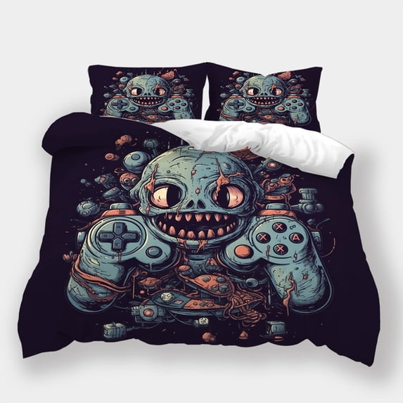 Comforter Cover Set Gamepad Painting Bed Set with Pillowcase Teen Adult Vintage Bedspreads,Queen (90"x90")