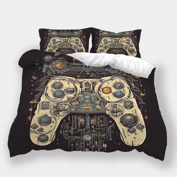 Comforter Cover Set Gamepad Painting Bed Set with Pillowcase Teen Adult Vintage Bedspreads,Twin (68"x86")