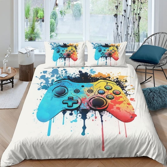 Comforter Cover Set Gamepad Printed Bedspreads Boys Girls Fashion Home Textiles Bedding Set,King (90"x104")