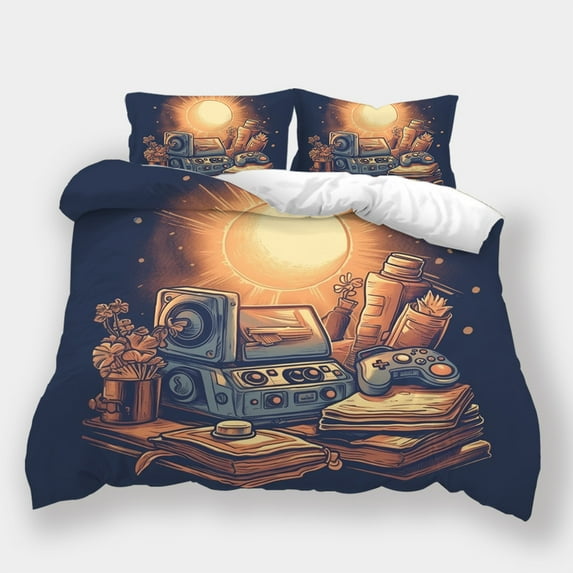 Comforter Cover Set Teen Adult Fashion Game Handle Printed Bedspreads Bedroom Decor Bed Set,King (90"x104")