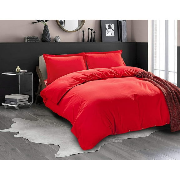 Comforter Cover with Button Closure and 2 Pillow Shams