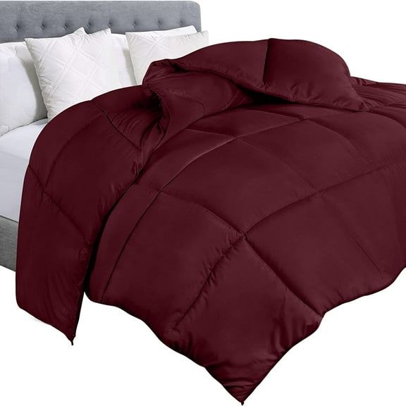 Comforter Duvet Insert - Quilted Comforter with Corner Tabs - Box Stitched Down Alternative Comforter (Queen  White)