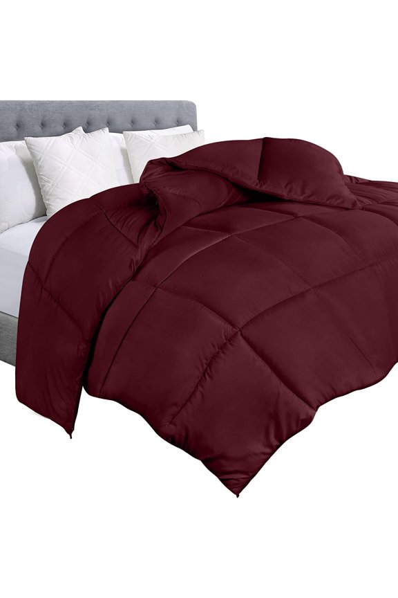 Comforter Duvet Insert - Quilted Comforter with Corner Tabs - Box Stitched Down Alternative Comforter (Queen White)