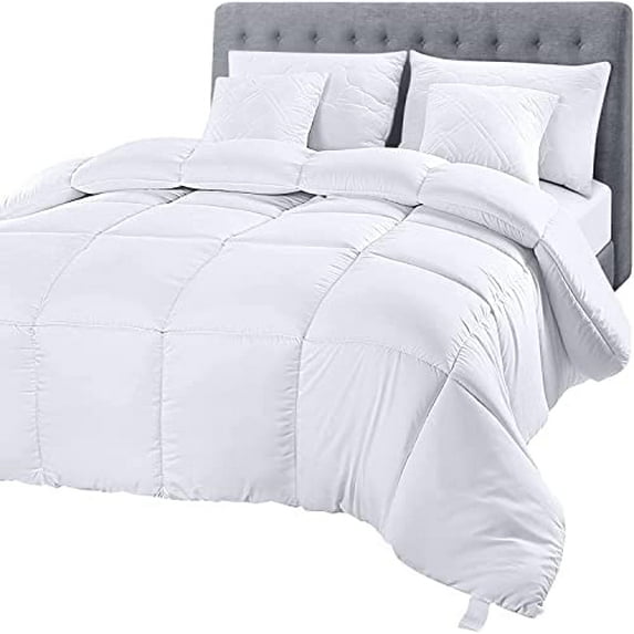 Comforter Duvet Insert, Quilted Comforter with Corner Tabs, Box Stitched Down Alternative Comforters Twin XL Size (White)
