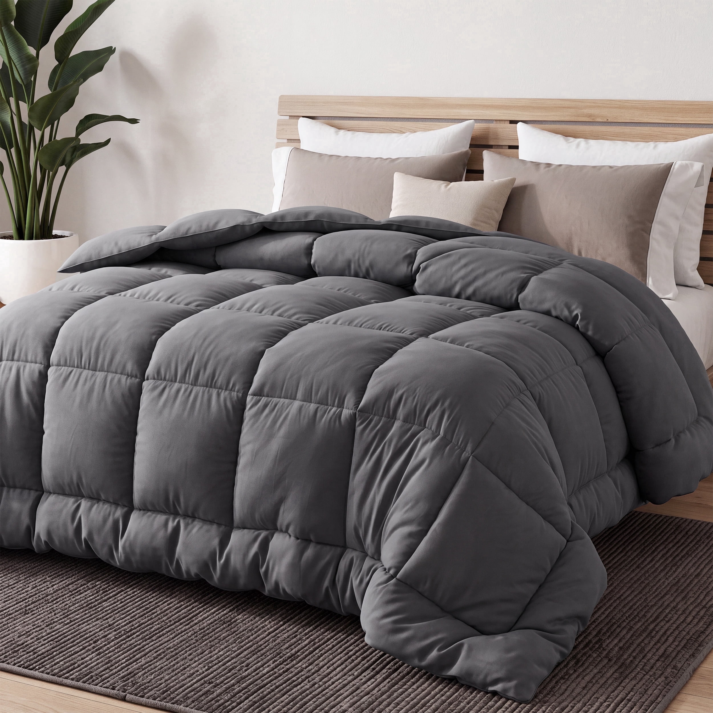 U Bedsure U by Bedsure Comforter Duvet Insert, Quilted Comforters Full Size, All Season Duvet, Gentle Soft Down Alternative Bedding with 8 Tabs, Grey, Full Size 86 x 82 inch