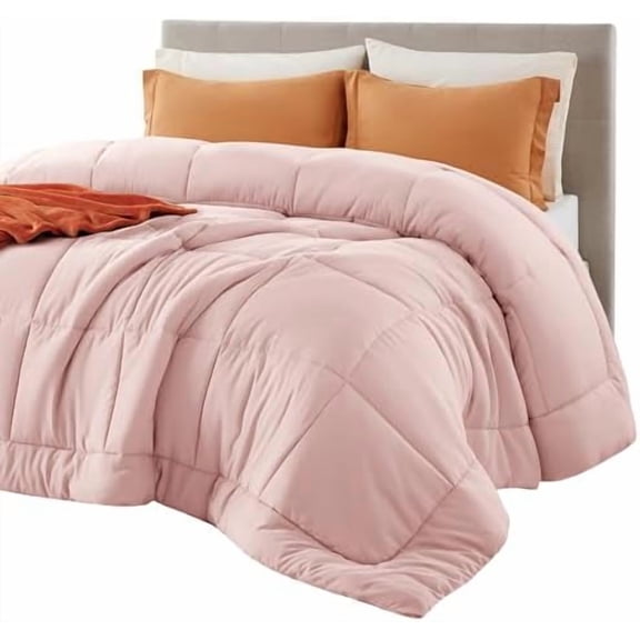 Comforter Duvet Insert - Quilted Comforters Full Size, All Season Duvet, GentleSoft Down Alternative Bedding, with 8 Tabs, Gifts for Women/Men, Pink, Full 86 x 82 Inches