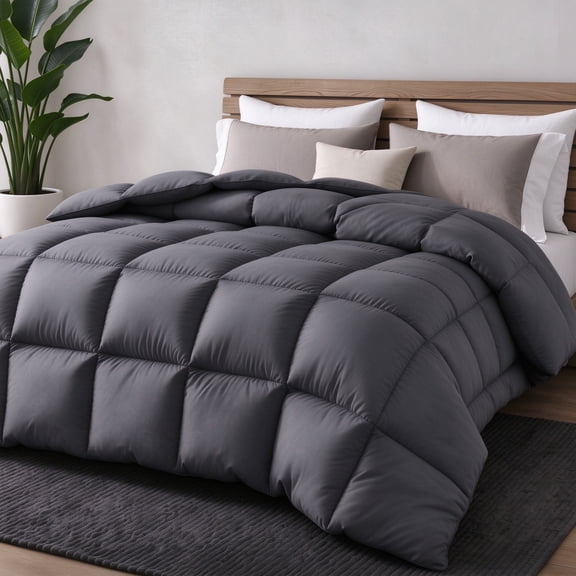 U by Bedsure Comforter Duvet Insert, Quilted Comforters King Size, All Season Duvet, Gentle Soft Down Alternative Bedding with 8 Tabs, Grey, King Size 90 x 102 inch