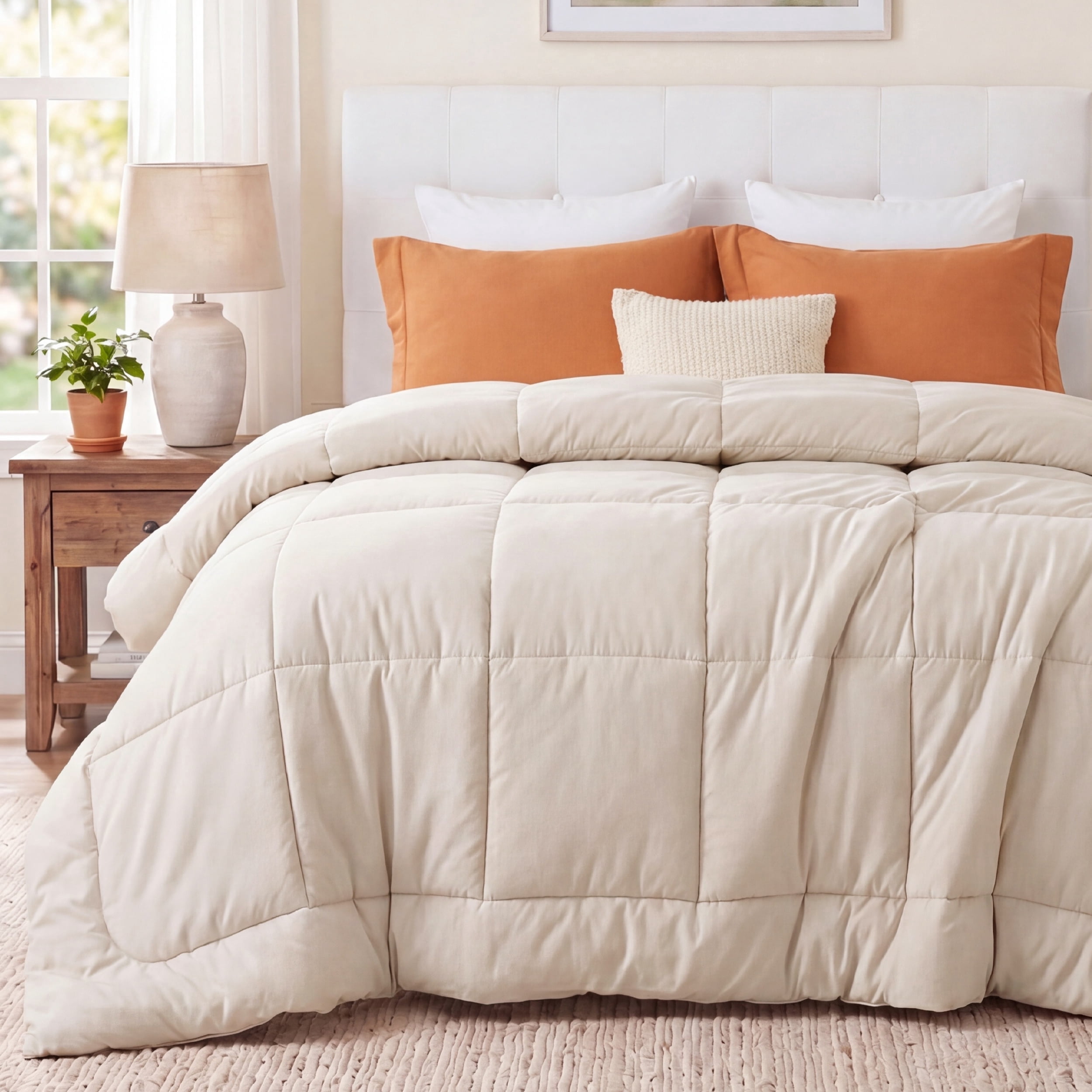 U by Bedsure Comforter Duvet Insert - Quilted Comforters King Size, All Season Duvet, GentleSoft Down Alternative Bedding, with 8 Tabs, Gifts for Women/Men, Linen, King 90 x 102 Inches