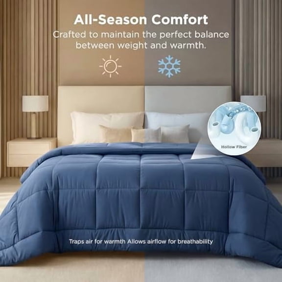 Comforter Duvet Insert - Quilted Comforters Oversized King, All Season Duvet, GentleSoft Down Alternative Bedding, with 8 Tabs, Gifts for Women/Men, Dark Slate Blue, Oversize King 116x98Inche