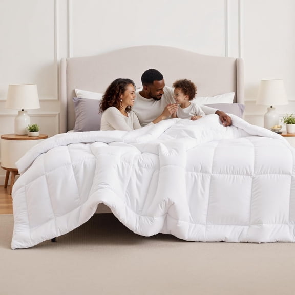 Comforter Duvet Insert - Quilted Comforters Oversized King Size, All Season Duvet, GentleSoft Down Alternative Bedding, with 8 Tabs, Gifts for Women/Men, White, Oversized King 116 x 98 Inches