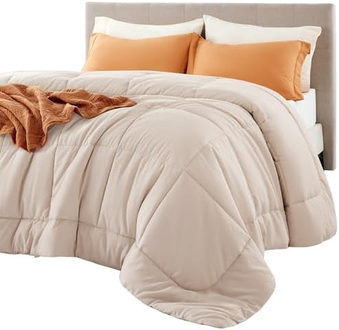 Comforter Duvet Insert - Quilted Comforters Queen Size, All Season Duvet, Down Alternative Bedding, with 8 Tabs, Gifts for Women/Men, White, Queen 88 x 88 Inches